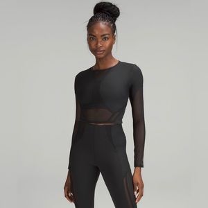 Lululemon Mesh Panel Training Long Sleeve Shirt Crop Top Black